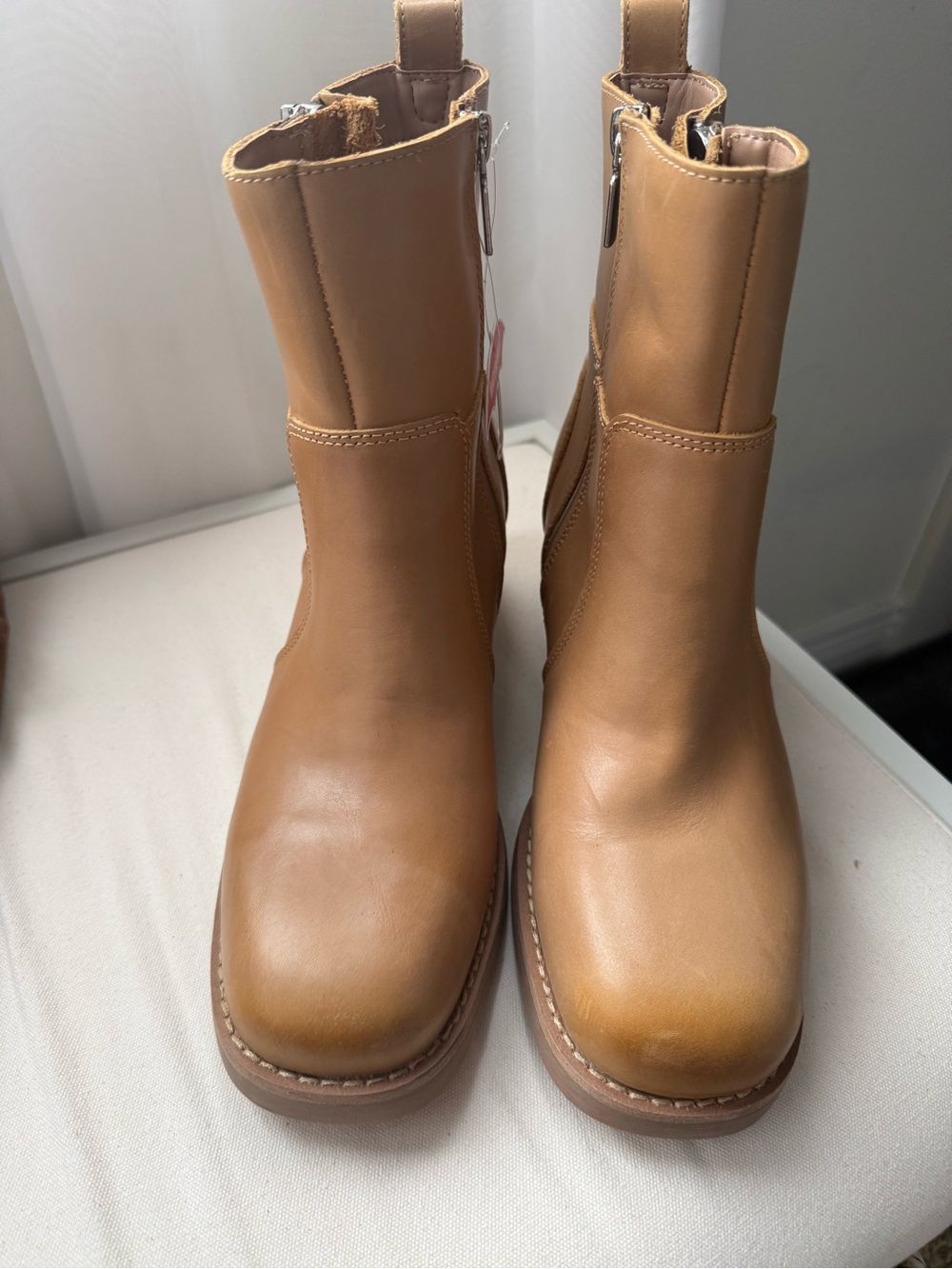 Blondo Tan Leather Waterproof Zip-Up Boots
